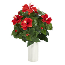 Load image into Gallery viewer, 20" Hibiscus Artificial Plant Artificial Plant in White Planter
