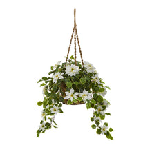 Load image into Gallery viewer, 3.5' Poinsettia and Variegated Holly Artificial Plant in Hanging Basket