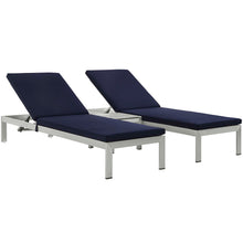 Load image into Gallery viewer, Shore 3 Piece Outdoor Patio Aluminum Chaise with Cushions by Modway