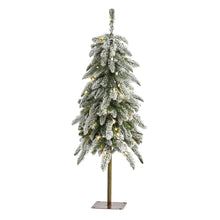 Load image into Gallery viewer, 3.5' Flocked Washington Alpine Christmas Tree with 50 White Warm LED lights