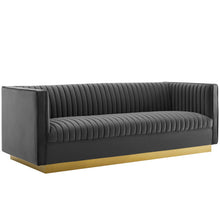 Load image into Gallery viewer, Sanguine Vertical Channel Tufted Upholstered Performance Velvet Sofa and Armchair Set by Modway