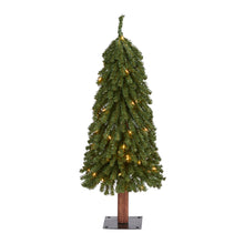 Load image into Gallery viewer, 3' Grand Alpine Artificial Christmas Tree with 50 Clear Lights w/Natural Trunk