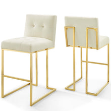 Load image into Gallery viewer, Privy Gold Stainless Steel Performance Velvet Bar Stool Set of 2 by Modway