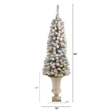Load image into Gallery viewer, 4.5' Flocked Pencil Artificial Christmas Tree w/ 100 Clear Lights & 216 Bendable