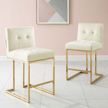 Load image into Gallery viewer, Privy Gold Stainless Steel Performance Velvet Counter Stool Set of 2 by Modway