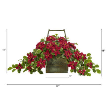 Load image into Gallery viewer, 18" Poinsettia and Variegated Holly Artificial Plant
