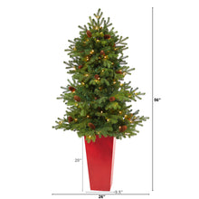 Load image into Gallery viewer, 56' Yukon Mountain Fir Artificial Christmas Tree w/ 100 Clear Lights, Pine Cones