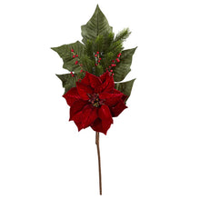 Load image into Gallery viewer, 31" Poinsettia, Berries and Pine Artificial Flower Bundle (Set of 3)