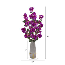 Load image into Gallery viewer, 39" Bougainvillea Artificial Arrangement in Stoneware Vase