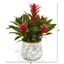 Load image into Gallery viewer, 18" Bromeliad Artificial Plant in Floral Vase
