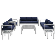 Load image into Gallery viewer, Shore 7 Piece Sunbrella¨ Fabric Outdoor Patio Aluminum Set by Modway