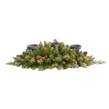 Load image into Gallery viewer, 30" Flocked Artificial Christmas Triple Candelabrum with 35 Multicolored Lights