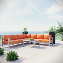 Load image into Gallery viewer, Shore 6 Piece Outdoor Patio Aluminum Sectional Sofa Set by Modway
