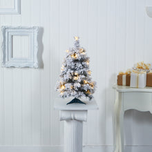 Load image into Gallery viewer, 2' Flocked Artificial Christmas Tree with 30 Clear LED Lights