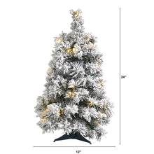 Load image into Gallery viewer, 2' Flocked Artificial Christmas Tree with 30 Clear LED Lights