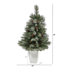 Load image into Gallery viewer, 3.5' Snowed French Alps Mountain Pine Artificial Christmas Tree w/ 135 Bendable