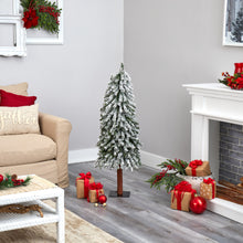Load image into Gallery viewer, 4' Flocked Gr& Alpine Artificial Christmas Tree w/ 100 Clear Lights