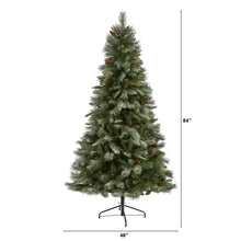 Load image into Gallery viewer, 7' Snowed French Alps Mountain Pine Artificial Christmas Tree