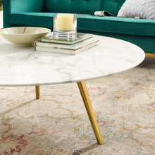 Load image into Gallery viewer, Lippa 40" Round Faux Marble Coffee Table with Tripod Base by Modway