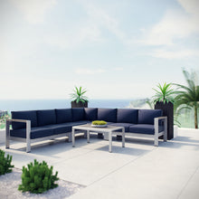 Load image into Gallery viewer, Shore 6 Piece Outdoor Patio Aluminum Sectional Sofa Set by Modway
