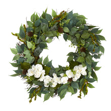Load image into Gallery viewer, 23" Mixed Greens and Begonia Artificial Wreath
