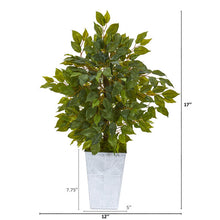 Load image into Gallery viewer, 17" Mini Ficus Artificial Tree in Embossed White Planter