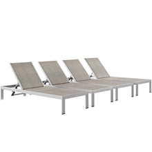 Load image into Gallery viewer, Shore Outdoor Patio Aluminum Chaise Set of 4 by Modway