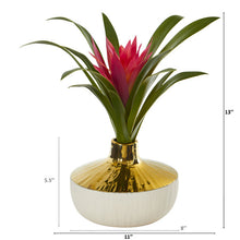 Load image into Gallery viewer, 13" Ginger Artificial Plant in Gold and Cream Elegant Vase