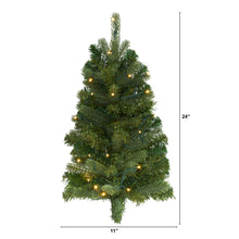 Load image into Gallery viewer, 2' Flat Back Wall Hanging Artificial Christmas Tree with 20 Clear LED Lights