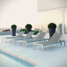 Load image into Gallery viewer, Shore Outdoor Patio Aluminum Chaise Set of 4 by Modway