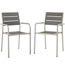 Load image into Gallery viewer, Shore Outdoor Patio Aluminum Dining Rounded Armchair Set of 2 by Modway