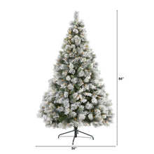 Load image into Gallery viewer, 7' Flocked Oregon Pine Artificial Christmas Tree with 400 Clear Lights