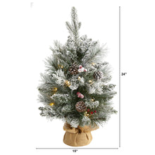 Load image into Gallery viewer, 2' Flocked Artificial Christmas Tree w/ 30 Clear Lights, 73 Bendable Branches, P