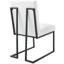 Load image into Gallery viewer, Privy Black Stainless Steel Upholstered Fabric Dining Chair Set of 2 by Modway