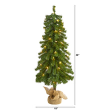 Load image into Gallery viewer, 3' Alpine Artificial Christmas Tree w/ 50 Lights, 177 Bendable Branches