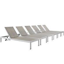 Load image into Gallery viewer, Shore Outdoor Patio Aluminum Chaise Set of 6 by Modway