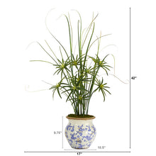 Load image into Gallery viewer, 3.5' Cyperus and Grass Artificial Plant in Vintage Floral Planter