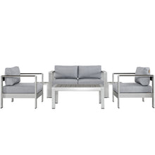 Load image into Gallery viewer, Shore 6 Piece Outdoor Patio Aluminum Sectional Sofa Set by Modway