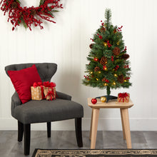 Load image into Gallery viewer, 3' Norway Mixed Pine Artificial Christmas Tree w/ 50 Clear LED Lights