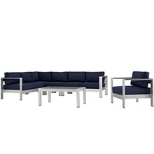 Load image into Gallery viewer, Shore 6 Piece Outdoor Patio Aluminum Sectional Sofa Set by Modway
