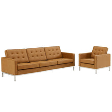 Load image into Gallery viewer, Loft Tufted Upholstered Faux Leather Sofa and Armchair Set by Modway