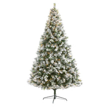 Load image into Gallery viewer, 9' Flocked Oregon Pine Artificial Christmas Tree with 600 Clear Lights