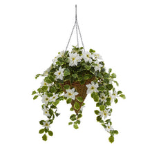 Load image into Gallery viewer, 3.5' Poinsettia and Variegated Holly Artificial Plant in Hanging Cone Basket