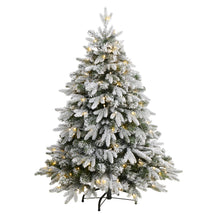 Load image into Gallery viewer, 4' Flocked Full Bodied Swedish Spruce Artificial Christmas Tree w/170 Clear LED