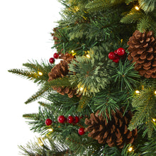 Load image into Gallery viewer, 4' Pine, Pinecone and Berries Artificial Christmas Tree in Decorative Urn