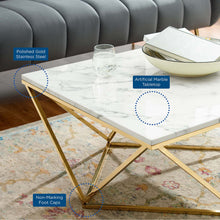 Load image into Gallery viewer, Vertex Gold Metal Stainless Steel Coffee Table by Modway