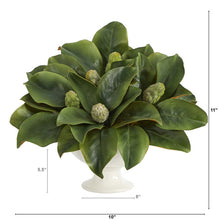 Load image into Gallery viewer, 11" Magnolia Artificial Bud Plant in White Pedestal