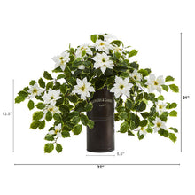 Load image into Gallery viewer, 21" Poinsettia and Variegated Holly Artificial Plant in Decorative Planter