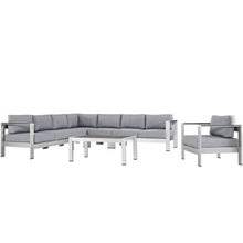 Load image into Gallery viewer, Shore 7 Piece Outdoor Patio Aluminum Sectional Sofa Set by Modway