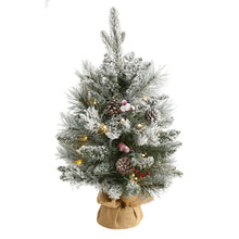 Load image into Gallery viewer, 2' Flocked Artificial Christmas Tree w/ 30 Clear Lights, 73 Bendable Branches, P
